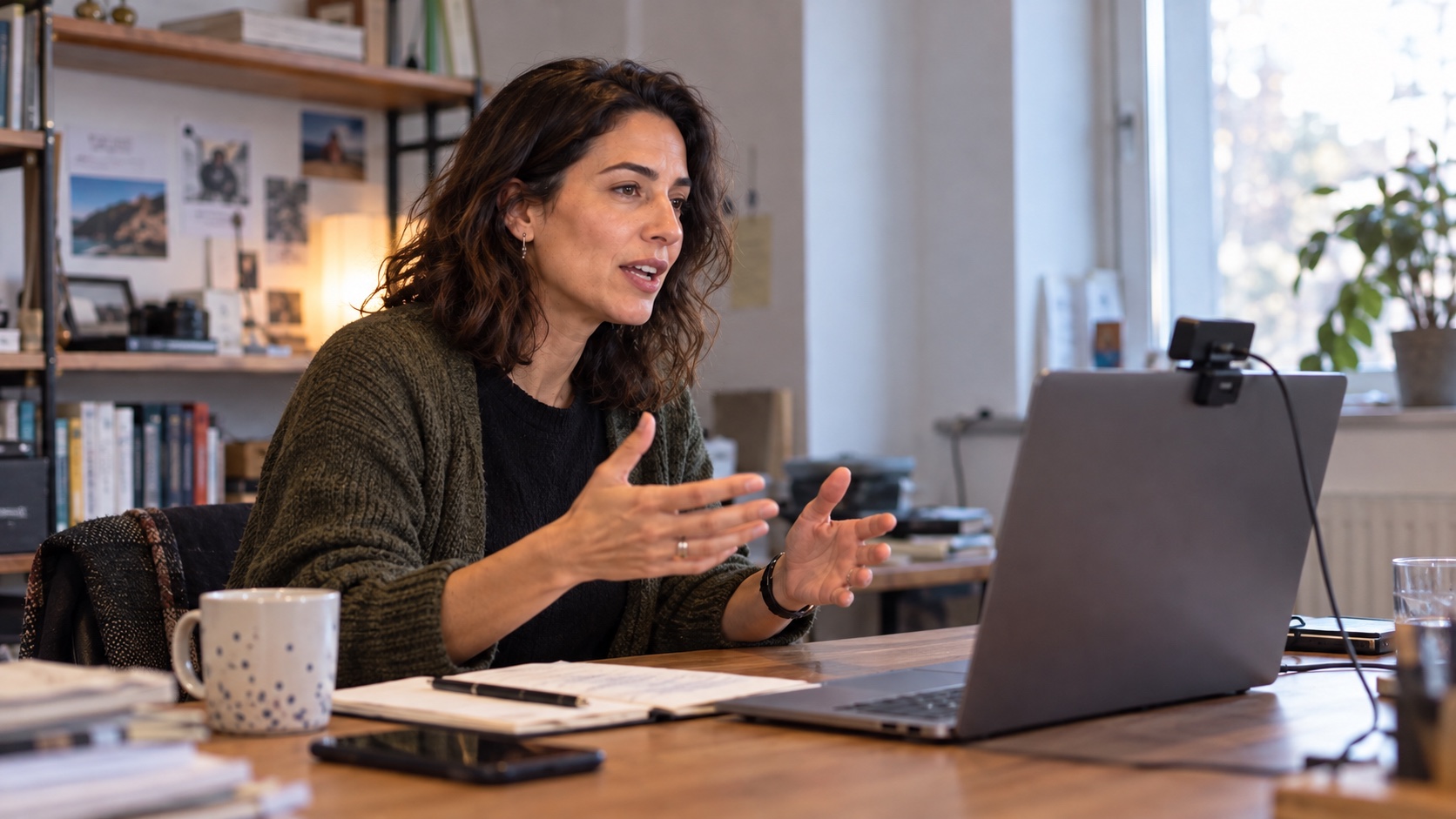 Webinar format example: a host speaking to an online audience